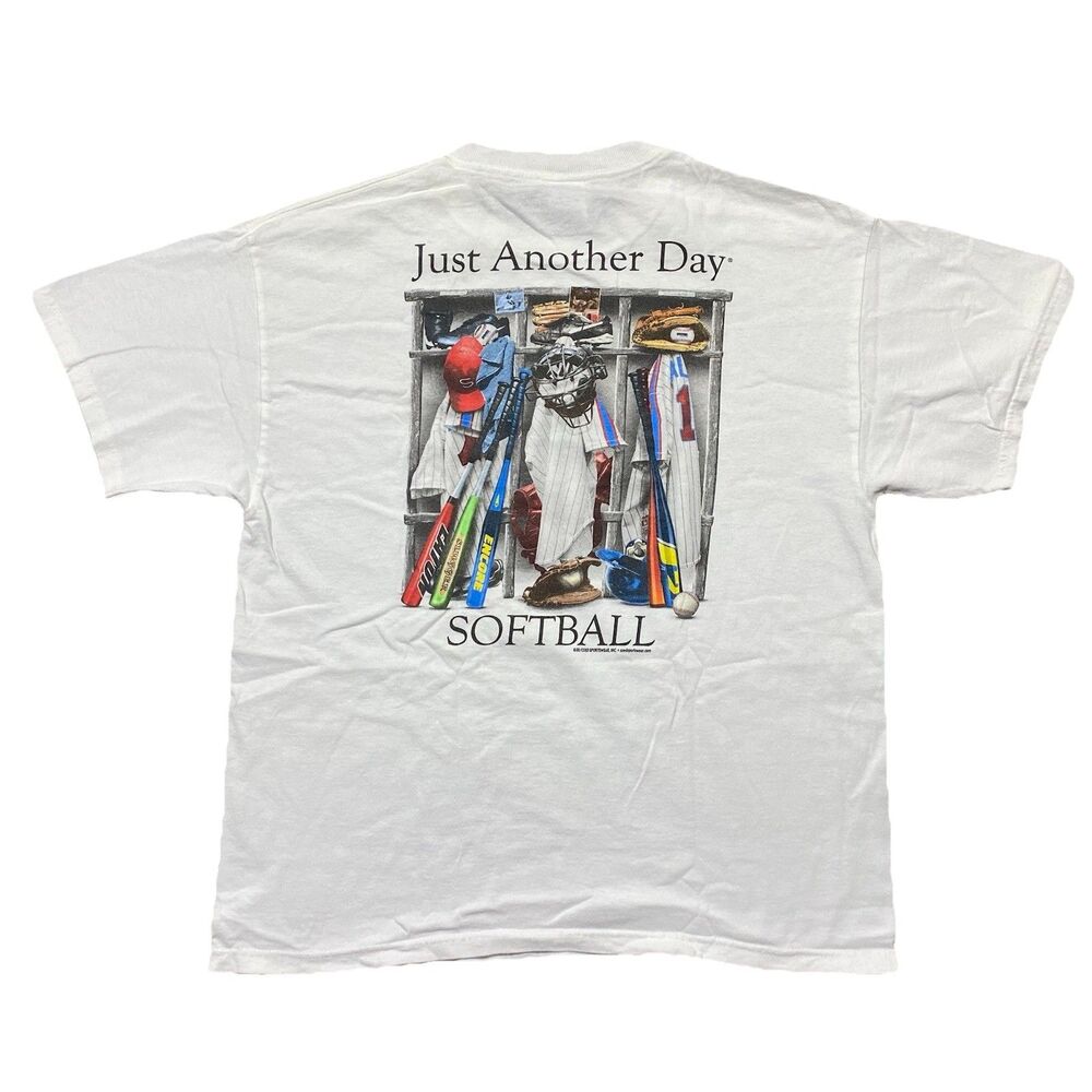 VTG Just Another Day Softball Graphic T-Shirt Large Delta Pro Weight USA